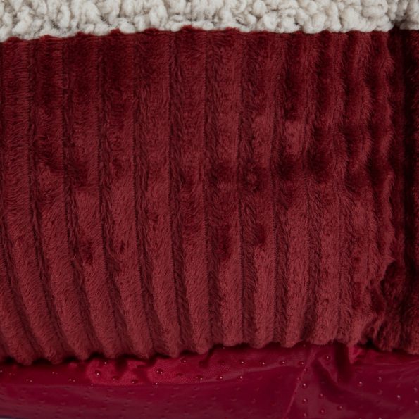 80135_AP_SelfWarming_Round_Cat_Bed_19in_CremeRed_CorduroyFabric_CloseUp